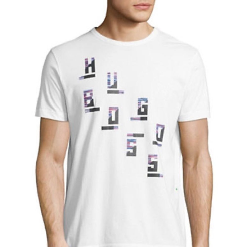 Boss Green Regular-Fit Rubberized Cascade Logo Tee-WHITE-Medium